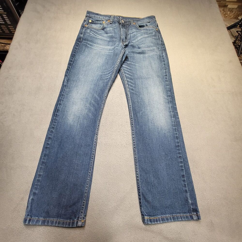 Levis 514 Jeans Mens 32x30 Blue Straight Leg Distressed Stretch Denim